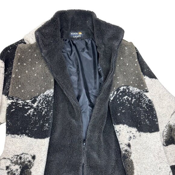 Vintage 90's Nordic Lights Fleece Jacket Snow Polar Bears scene Men's size M - Picture 8 of 13